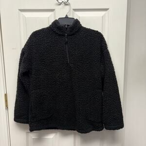 Cuddl duds Black Fleece Sweatshirt, 1/4 Zip, High Loft, Size S